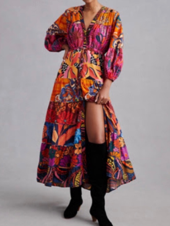 FARM Rio Dresses & Skirts - Farm Rio button up multicolor maxi dress